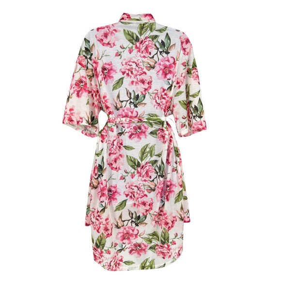 Show Me Your Mumu Floral Kimono Robe Pink Green One Size - Picture 6 of 9